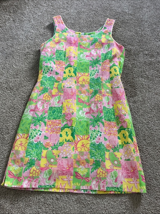 Lilly Pulitzer Dresses & Skirts - 🍊🐨Lilly Pulitzer White Label Textured sz6 Patchwork Koala Sun Fruit Krista Shift